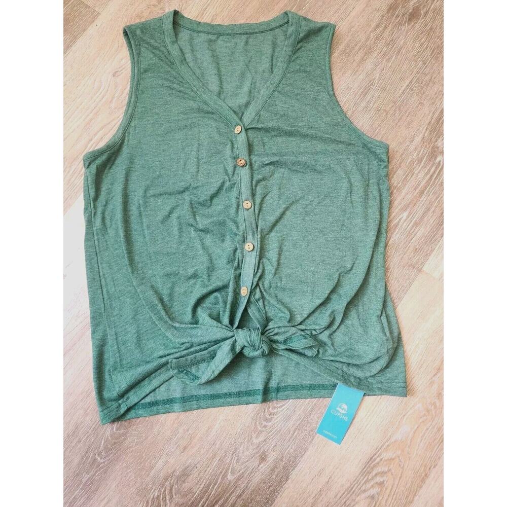 Women Cupshep V-Neck Tank Top Color Green Size S